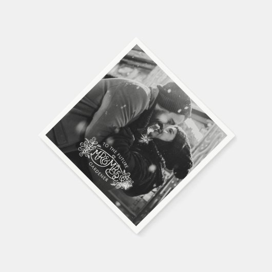 Verlovingsfeest mistletoe Voeg je eigen foto toe Servet (Hoek)