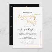 Verlovingsfeest, Modern Faux Gold Aankondiging (Voorkant / Achterkant)