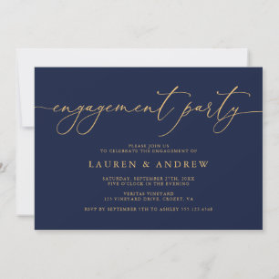 Verlovingsfeest Navy Blue & Sunflower Gold Kaart