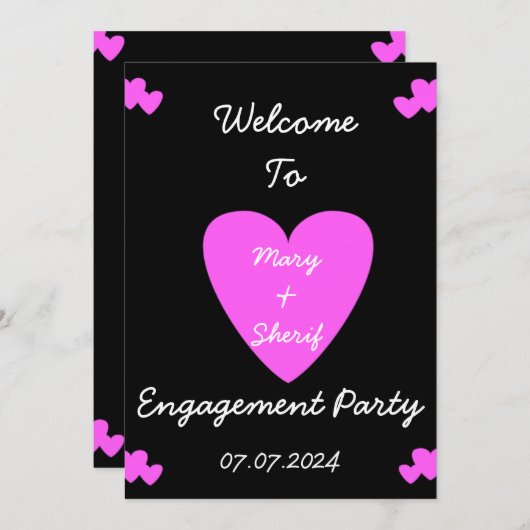 Verlovingsfeest of bruiloft uitnodiging. kaart (Voorkant / Achterkant)