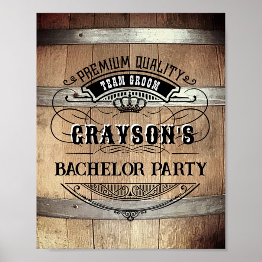 Verlovingsfeest op een rustieke whiskeyvat poster (Voorkant)