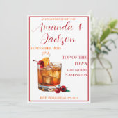 Verlovingsfeest Oude Mode Cocktail Script Kaart (Staand voorkant)