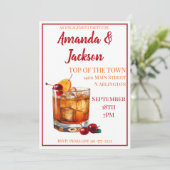 Verlovingsfeest Oude Mode Cocktail Uitnodiging (Staand voorkant)