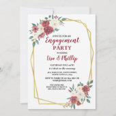 Verlovingsfeest Paar Douche Lijst Gold Red Kaart (Voorkant)