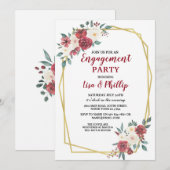 Verlovingsfeest Paar Douche Lijst Gold Red Kaart (Voorkant / Achterkant)