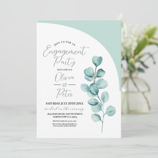 Verlovingsfeest Paren Douchen Eucalyptus Bladeren Kaart (Staand voorkant)