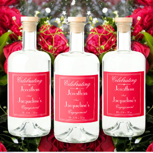 Verlovingsfeest Romantisch Rood Aangepaste Namen C Likeurfles Etiket
