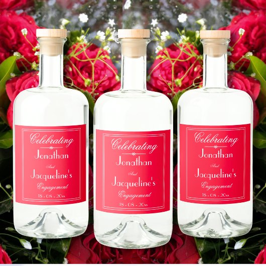 Verlovingsfeest Romantisch Rood Aangepaste Namen C Likeurfles Etiket