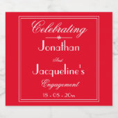 Verlovingsfeest Romantisch Rood Aangepaste Namen C Likeurfles Etiket (Enkel label)