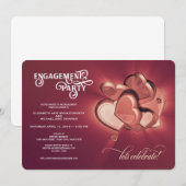 Verlovingsfeest, Roos Gold Hearts Invitation Aankondiging (Voorkant / Achterkant)