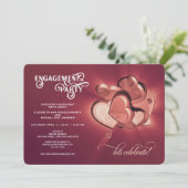 Verlovingsfeest, Roos Gold Hearts Invitation Aankondiging (Staand voorkant)