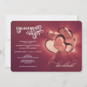 Verlovingsfeest, Roos Gold Hearts Invitation Aankondiging (Voorkant)