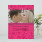Verlovingsfeest roze harten uw foto-uitnodiging kaart (Staand voorkant)