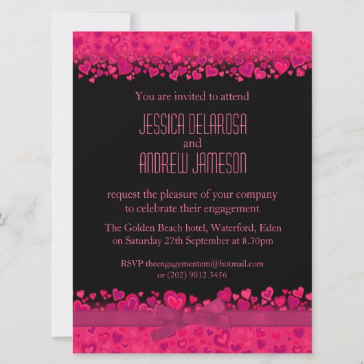 Verlovingsfeest roze harten uw foto-uitnodiging kaart (Achterkant)