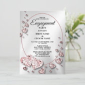 Verlovingsfeest Roze Perzik Glanzende Hart Geometr Kaart (Staand voorkant)