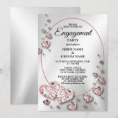 Verlovingsfeest Roze Perzik Glanzende Hart Geometr Kaart (Voorkant / Achterkant)