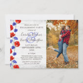 Verlovingsfeest Rustiek hout & rode klaproos 4-fot Kaart (Voorkant)