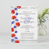 Verlovingsfeest Rustiek Hout & Rood Poppy Land Kaart (Staand voorkant)