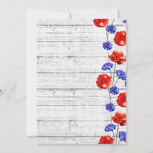 Verlovingsfeest Rustiek Hout & Rood Poppy Land Kaart (Achterkant)