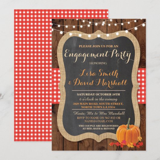 Verlovingsfeest Rustieke Douche Herfst Pompoen Uit Kaart (Voorkant / Achterkant)