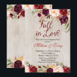 Verlovingsfeest Rustieke Douche Herfst Uitnodigen Kaart<br><div class="desc">Verlovingsfeest Rustieke Douche Herfst Uitnodigen ideaal voor uw verlovingsfeest met bloemenboeket. Verliefd worden op uitnodiging.</div>