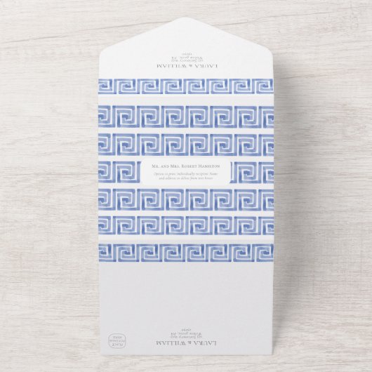 Verlovingsfeest Santorini Griekenland met RSVP All In One Uitnodiging (Buitenkant)