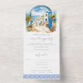 Verlovingsfeest Santorini Griekenland met RSVP All In One Uitnodiging (Binnen)