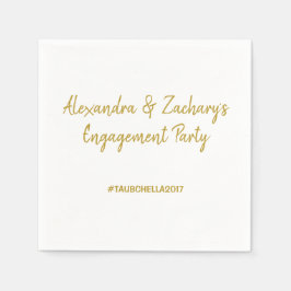 Verlovingsfeest servetten met Hashtag Gold