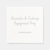 Verlovingsfeest servetten met hashtag zilver (Voorkant)