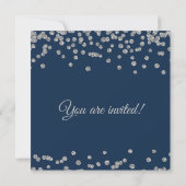 Verlovingsfeest Silver Glitter Confetti Navy Blue Kaart (Achterkant)
