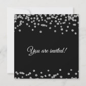Verlovingsfeest Silver Glitter Confetti Zwart Kaart (Achterkant)