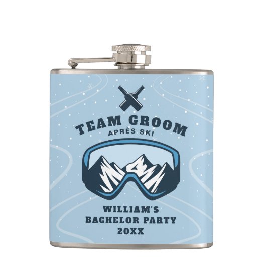 Verlovingsfeest Ski Resort Weekend Team Bruidegom Heupfles (Voorkant)