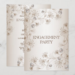 Verlovingsfeest Tan Bloemhart Beige Elegant Kaart