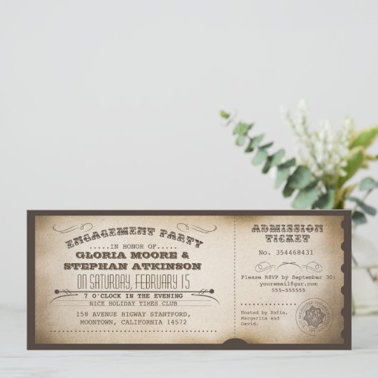  verlovingsfeest ticket typografie ontwerp kaart (Staand voorkant)