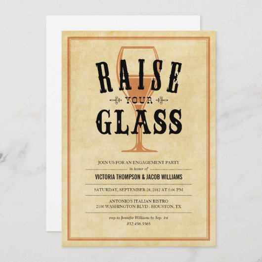 verlovingsfeest toast uitnodigingen (Voorkant / Achterkant)