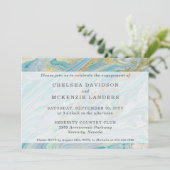 Verlovingsfeest Turquoise & Gouden Marmeren Geode Kaart (Staand voorkant)