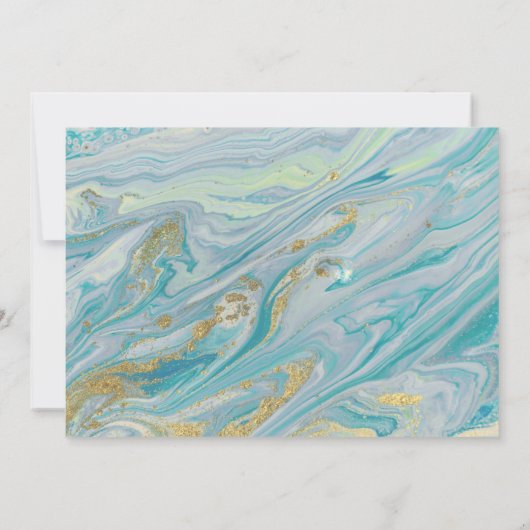 Verlovingsfeest Turquoise & Gouden Marmeren Geode Kaart (Achterkant)