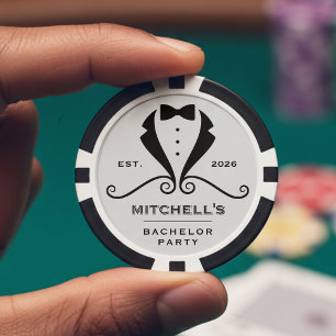 Verlovingsfeest Tuxedo Pak Strik Wit Huwelijk Poker Chips