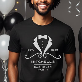 Verlovingsfeest Tuxedo Pak Strik Zwart Huwelijk T-shirt