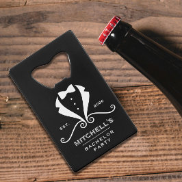 Verlovingsfeest Tuxedo Pak Stropdas Zwart Bruiloft Creditkaart Flessenopener