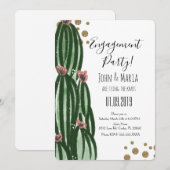 Verlovingsfeest uitnodiging met speelse cactus en (Voorkant / Achterkant)