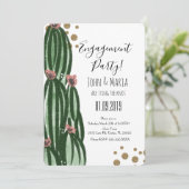 Verlovingsfeest uitnodiging met speelse cactus en (Staand voorkant)