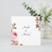 Verlovingsfeest Uitnodiging Roze Blozende Roos (Staand voorkant)