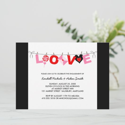 Verlovingsfeest uitnodigingen (Staand voorkant)