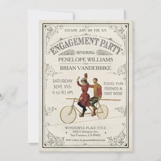 Verlovingsfeest uitnodigingen | Antiek (Voorkant)