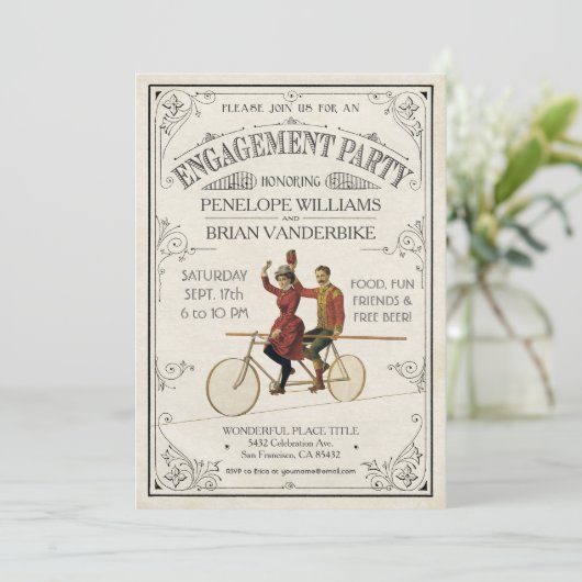 Verlovingsfeest uitnodigingen | Antiek (Staand voorkant)