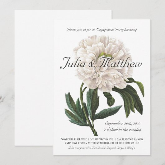 Verlovingsfeest uitnodigingen |  botanisch (Voorkant / Achterkant)