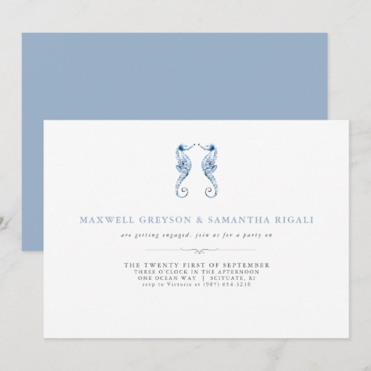 Verlovingsfeest Uitnodigingen Waterverf Strand (Voorkant / Achterkant)