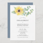 Verlovingsfeest Uitnodigingen Waterverf Zonnebloem (Voorkant / Achterkant)