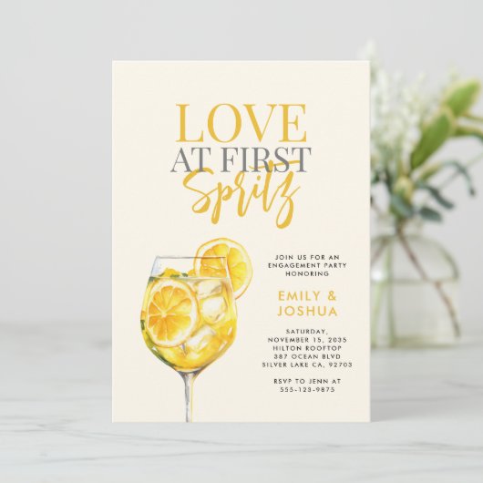 verlovingsfeest van Limoncello Spritz Kaart (Staand voorkant)